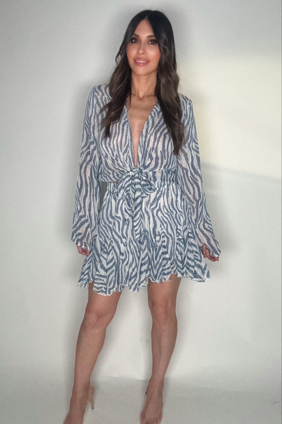 Woman wearing a zebra print dress against a plain background Born To Glam