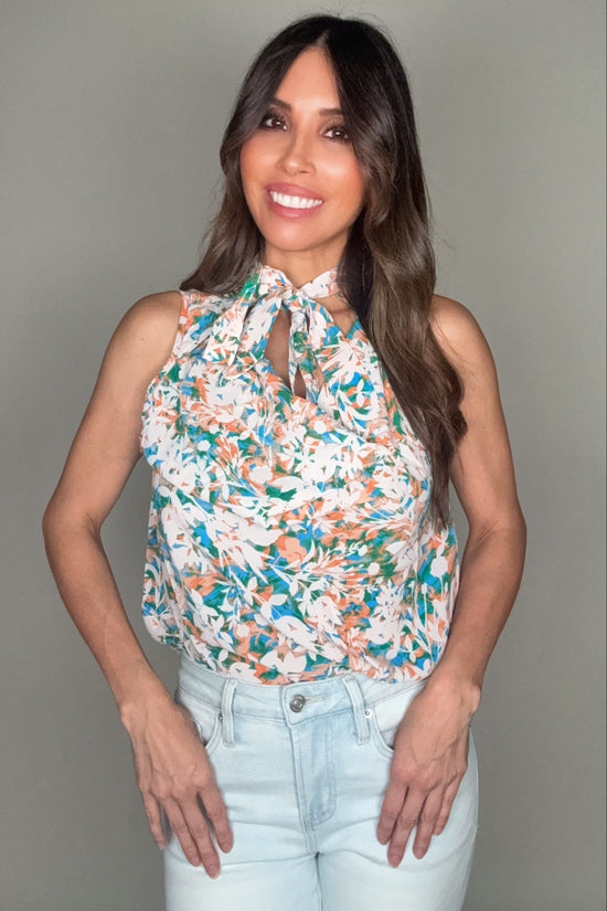 Peach Blue Cowl Neck Top - Born To Glam Born To Glam