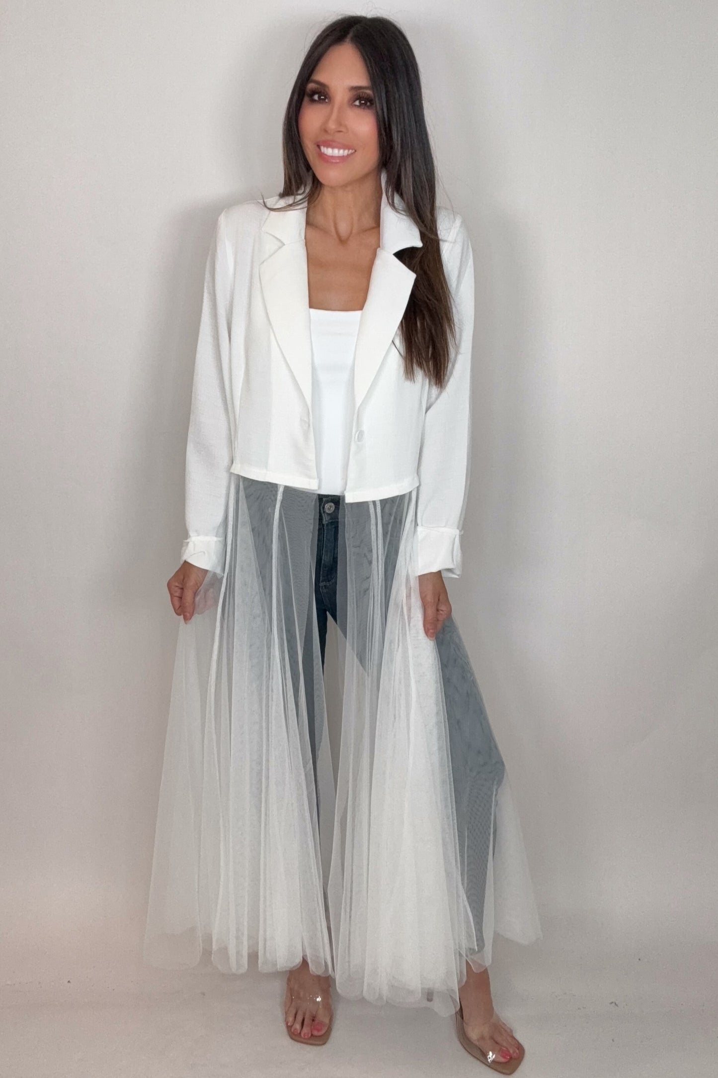 White Chic Cardigan Blazer - Born To Glam Born To Glam