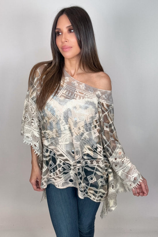 Geo Crochet Poncho Top - Born To Glam Born To Glam