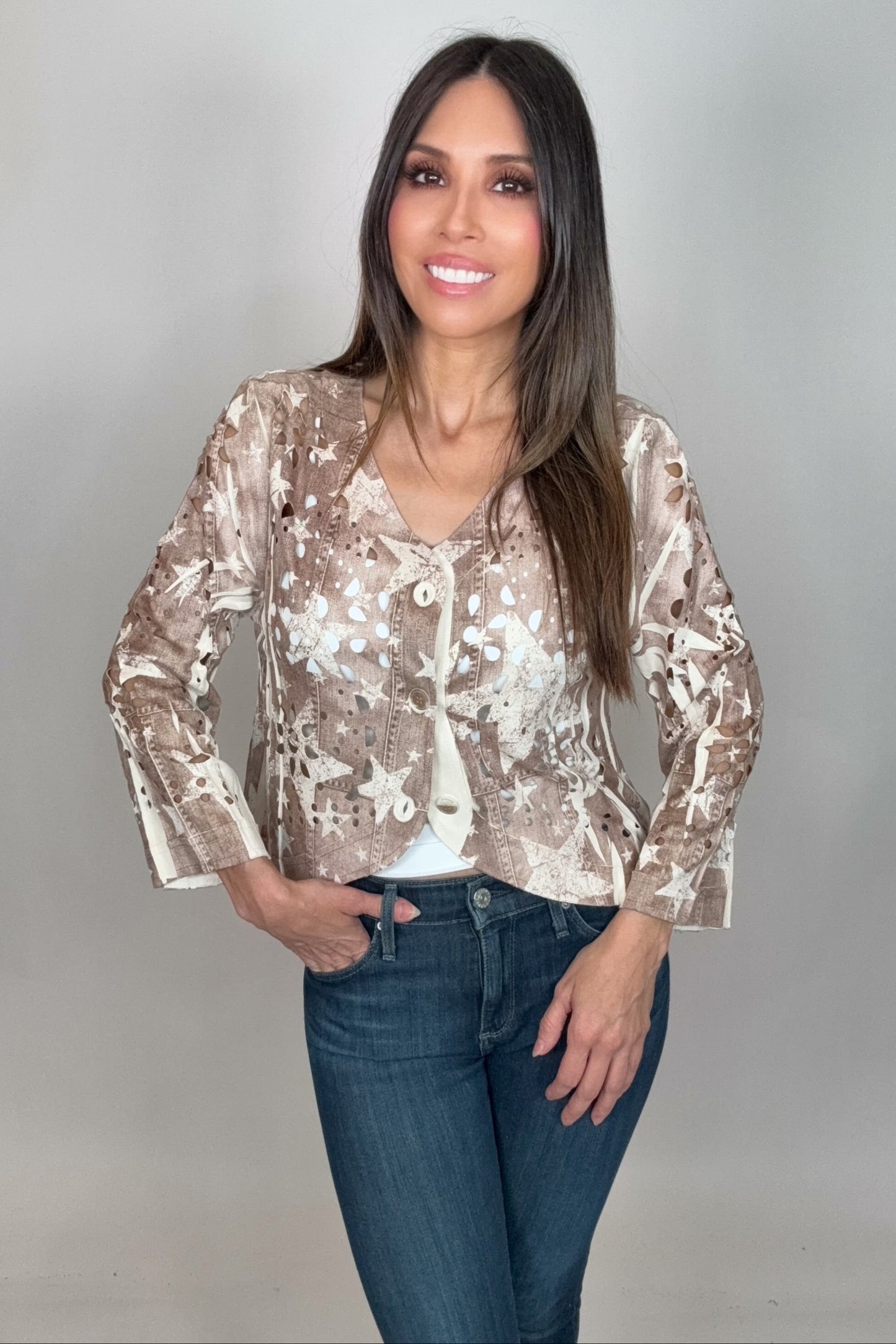 Star Faux Suede Short Jacket - Born To Glam Born To Glam