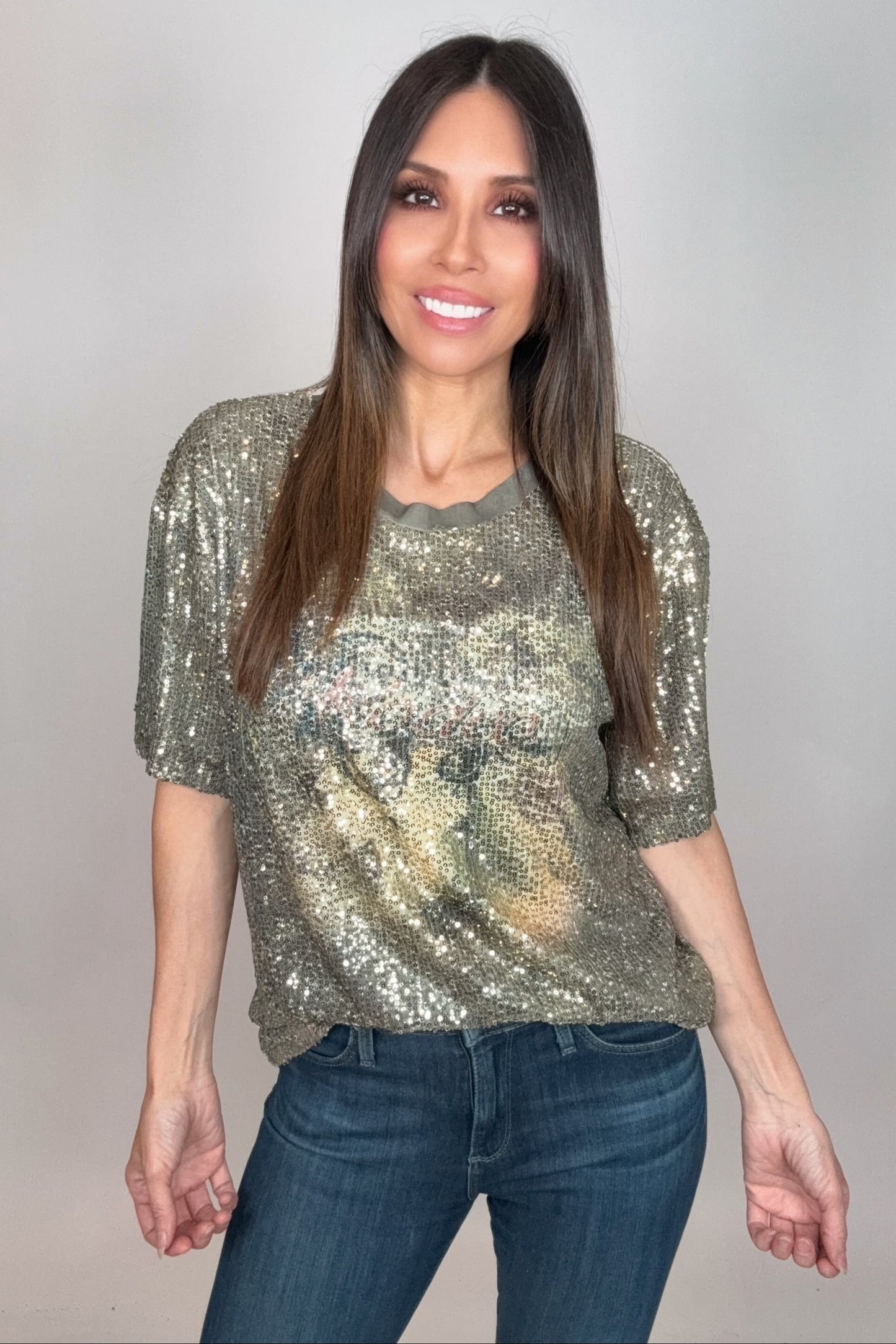 Rodeo Lined All Sequin T Shirt - Born To Glam Born To Glam