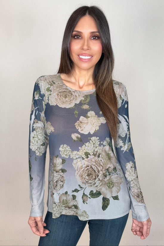 Navy Flower Mesh Top - Born To Glam Born To Glam