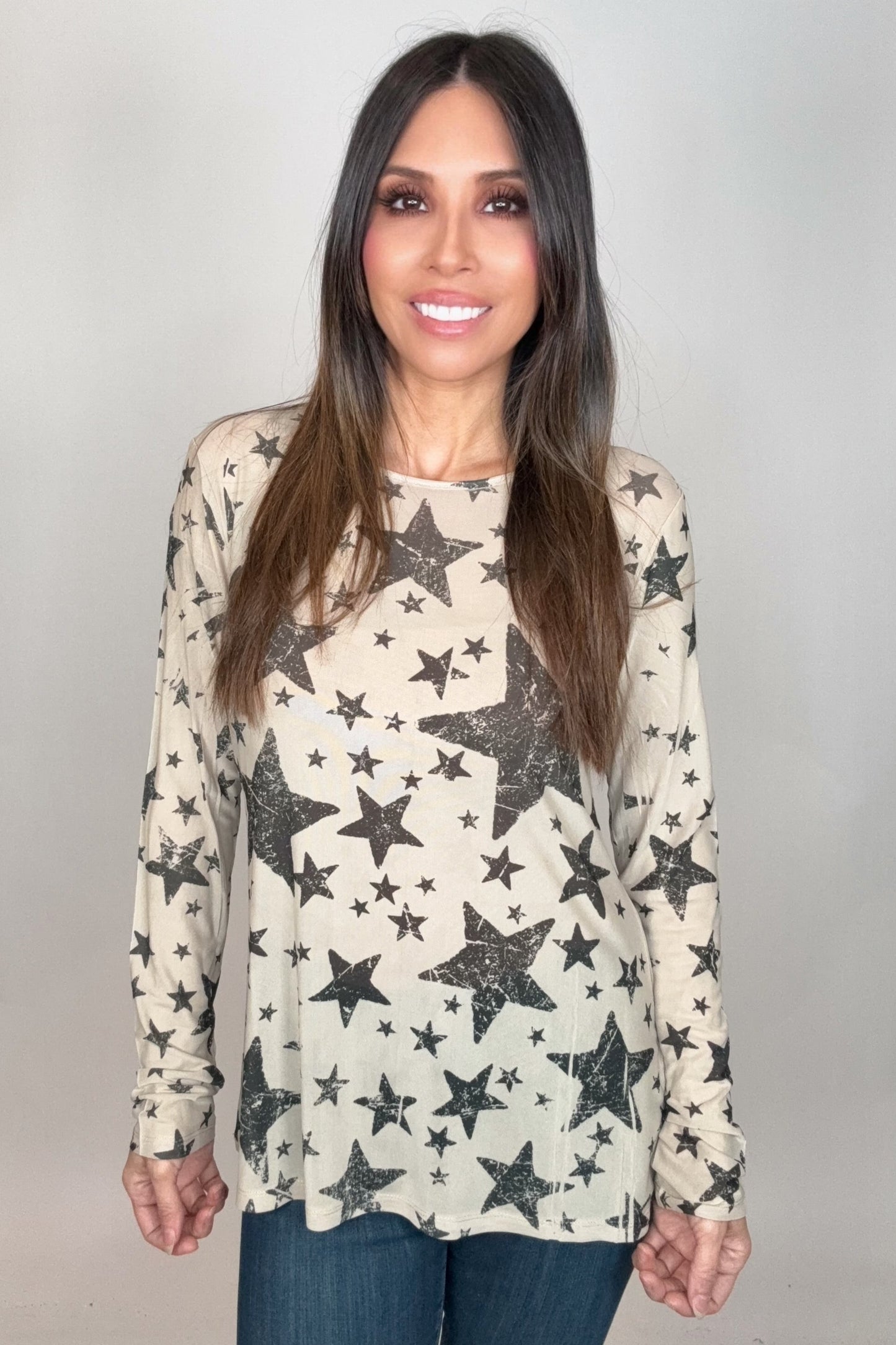 Taupe Star Mesh Top - Born To Glam Born To Glam