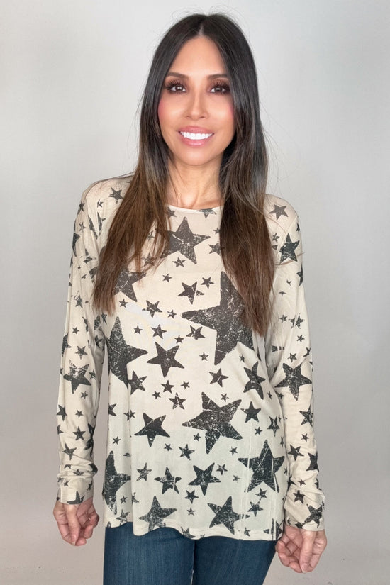 Taupe Star Mesh Top - Born To Glam Born To Glam