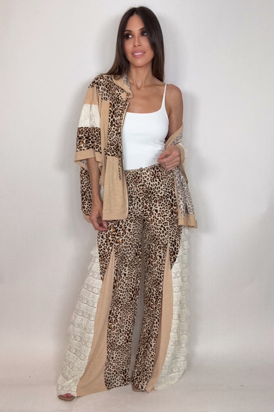 Beige Leopard Zip Up Hoodie Top - Born To Glam Born To Glam