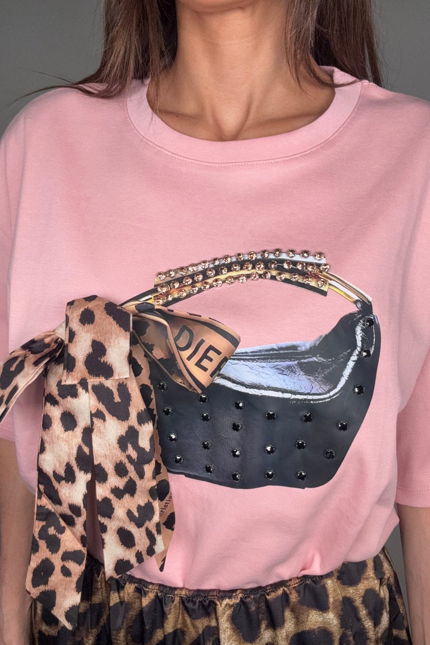 Pink 3D Bow Tie Purse Tee - Born To Glam Born To Glam