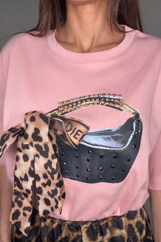 Pink 3D Bow Tie Purse Tee - Born To Glam Born To Glam
