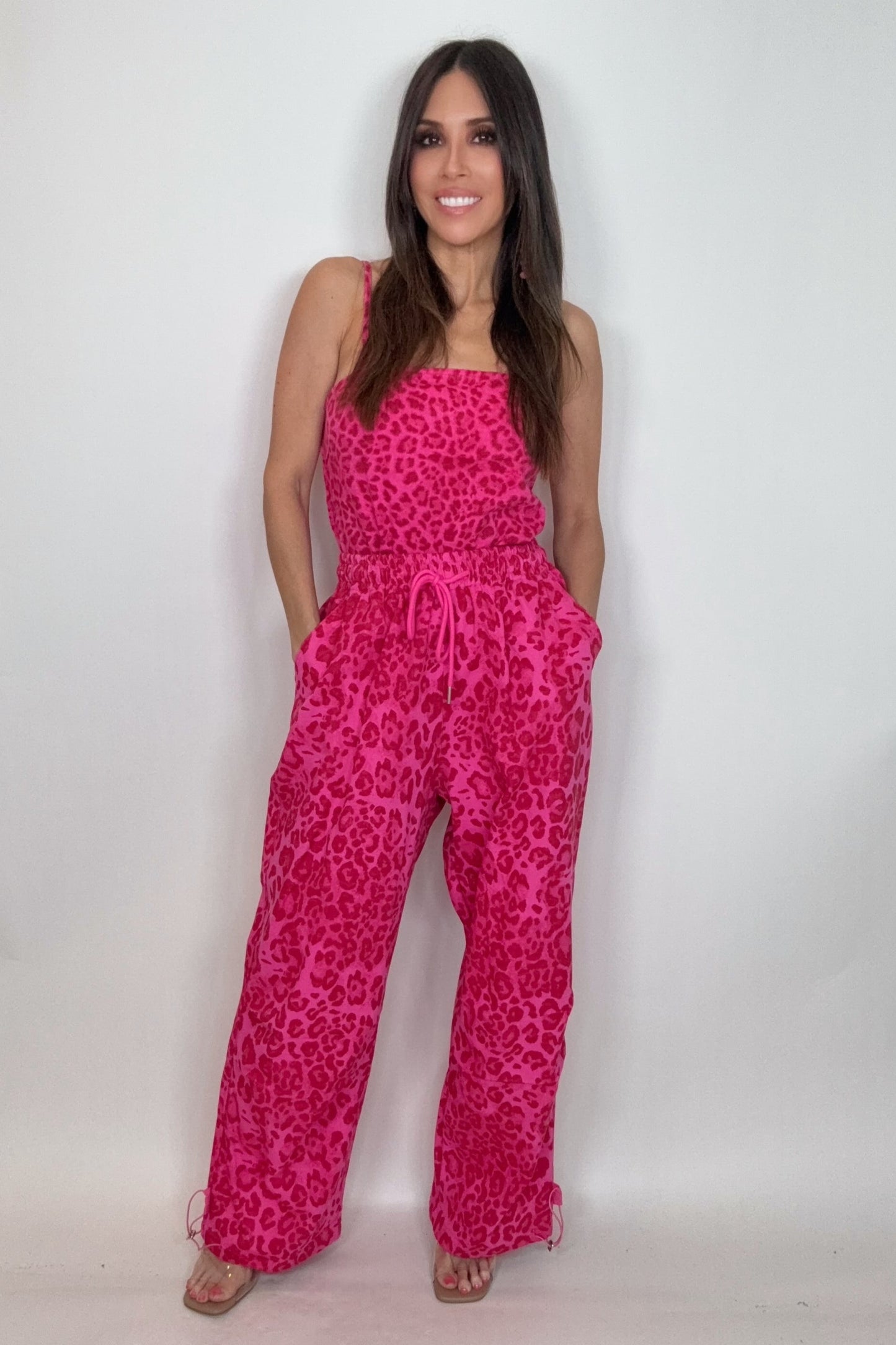 Pink Leopard Print Elastic Waist Jogger Pants - Born To Glam Born To Glam