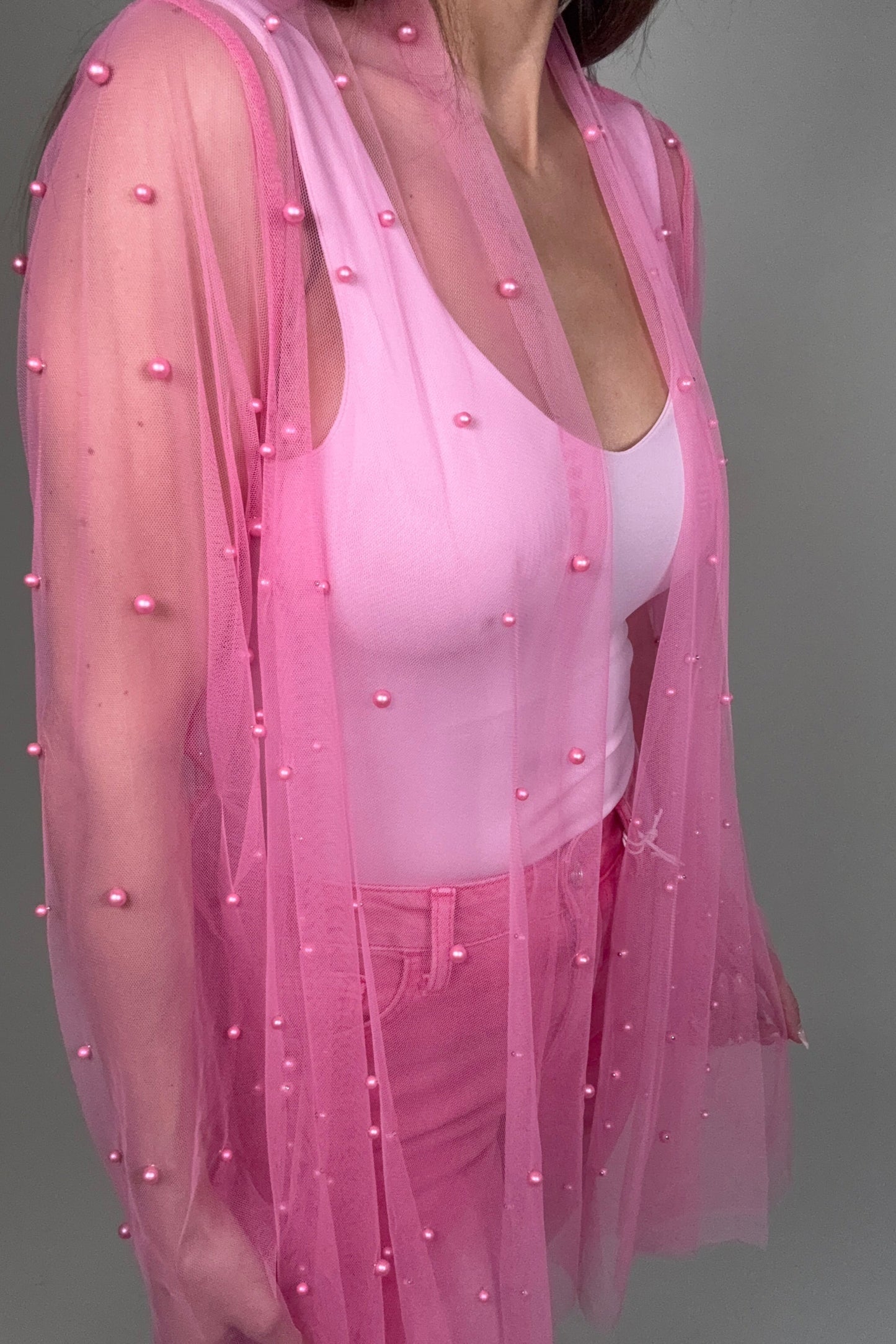 Pink Pearl Sheer Cardigan - Born To Glam Born To Glam