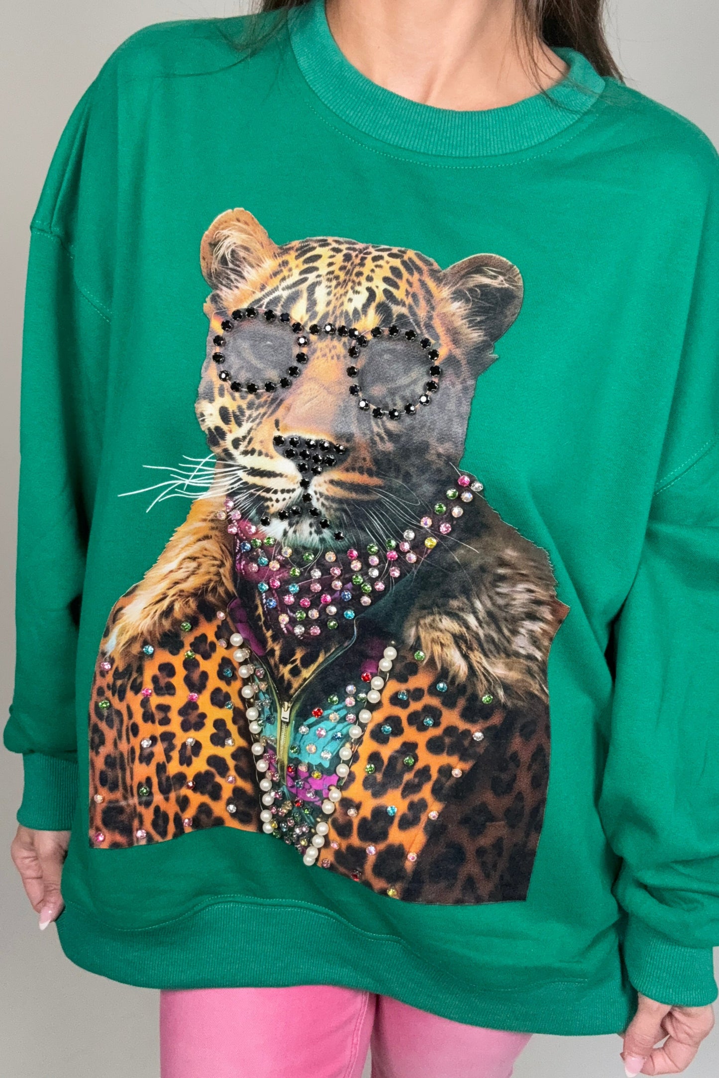 Crystal Tiger Print Sweatshirt - Born To Glam Born To Glam
