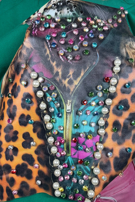 Crystal Tiger Print Sweatshirt - Born To Glam Born To Glam