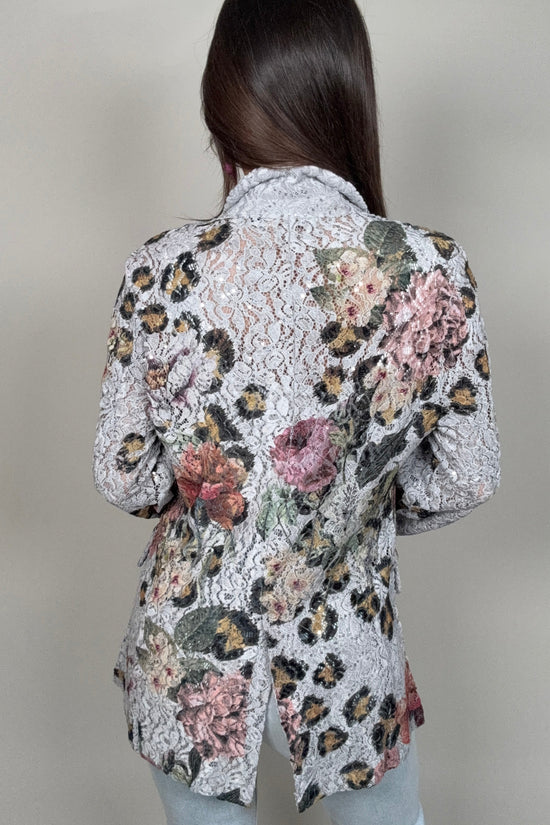 Grey Rose Leopard Lace Blazer - Born To Glam Born To Glam
