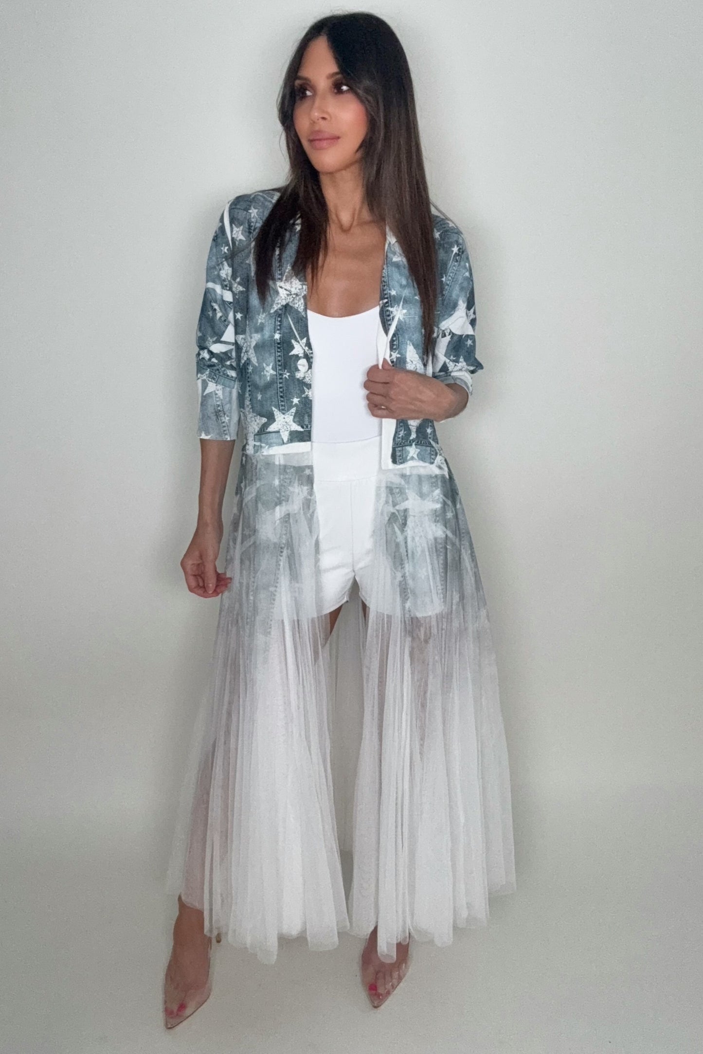 Blue Star Tulle Blazer Cardigan - Born To Glam Born To Glam