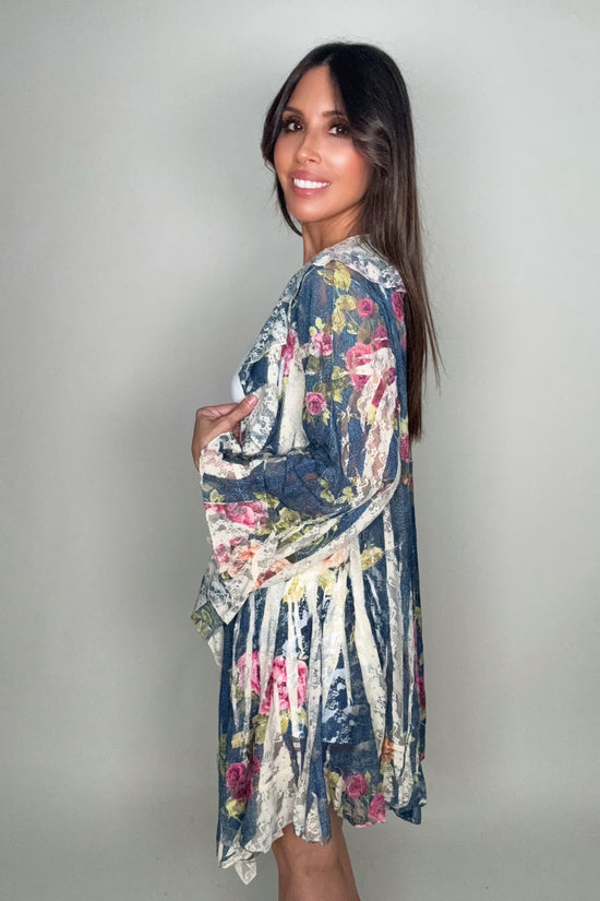 Denim Rose Lace Cardigan - Born To Glam Born To Glam