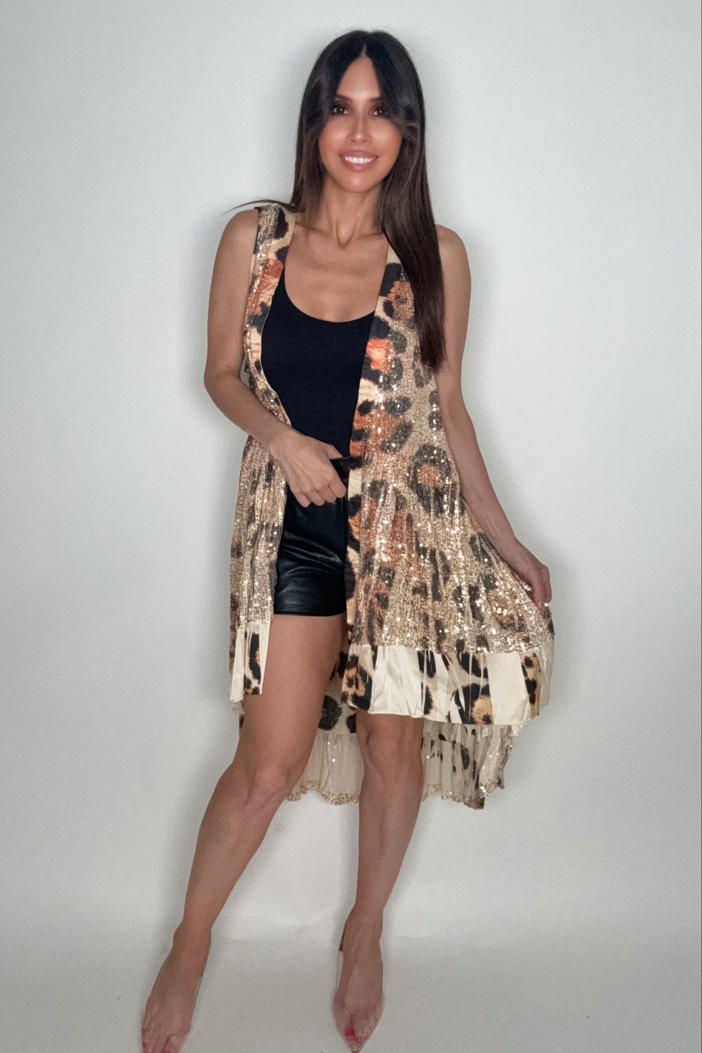 Leopard Print Sequin Vest - Born To Glam Born To Glam