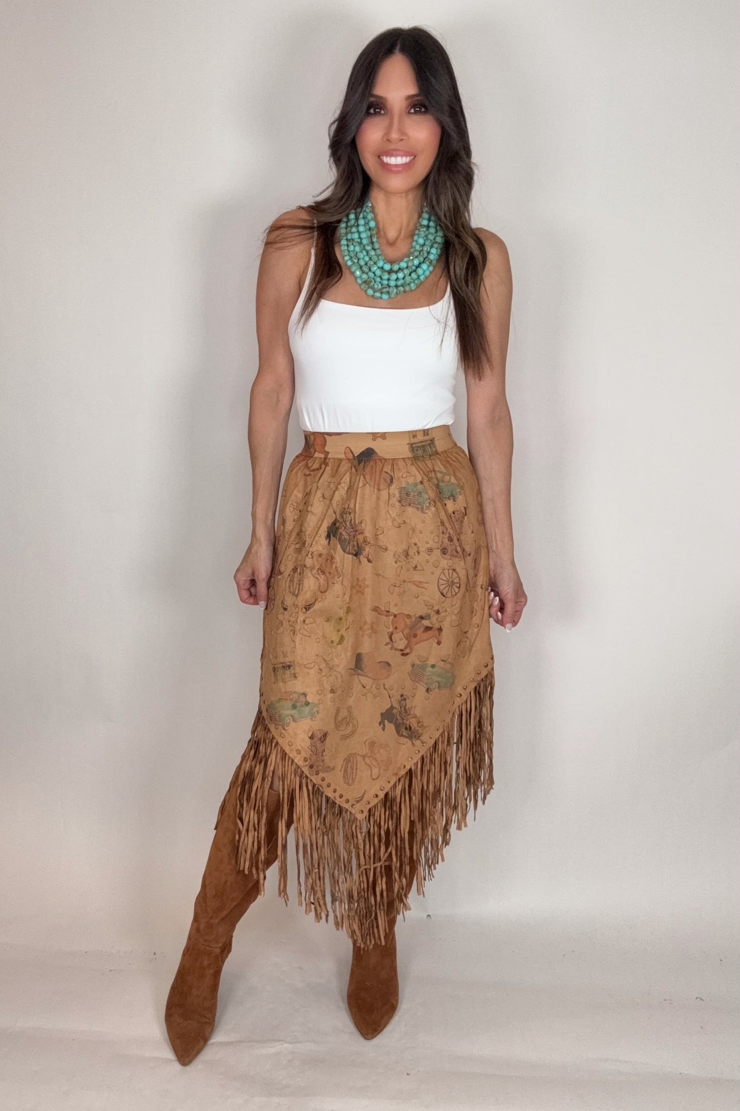 Boho Chic Fringe Skirt Wild West Design - Born To Glam Born To Glam