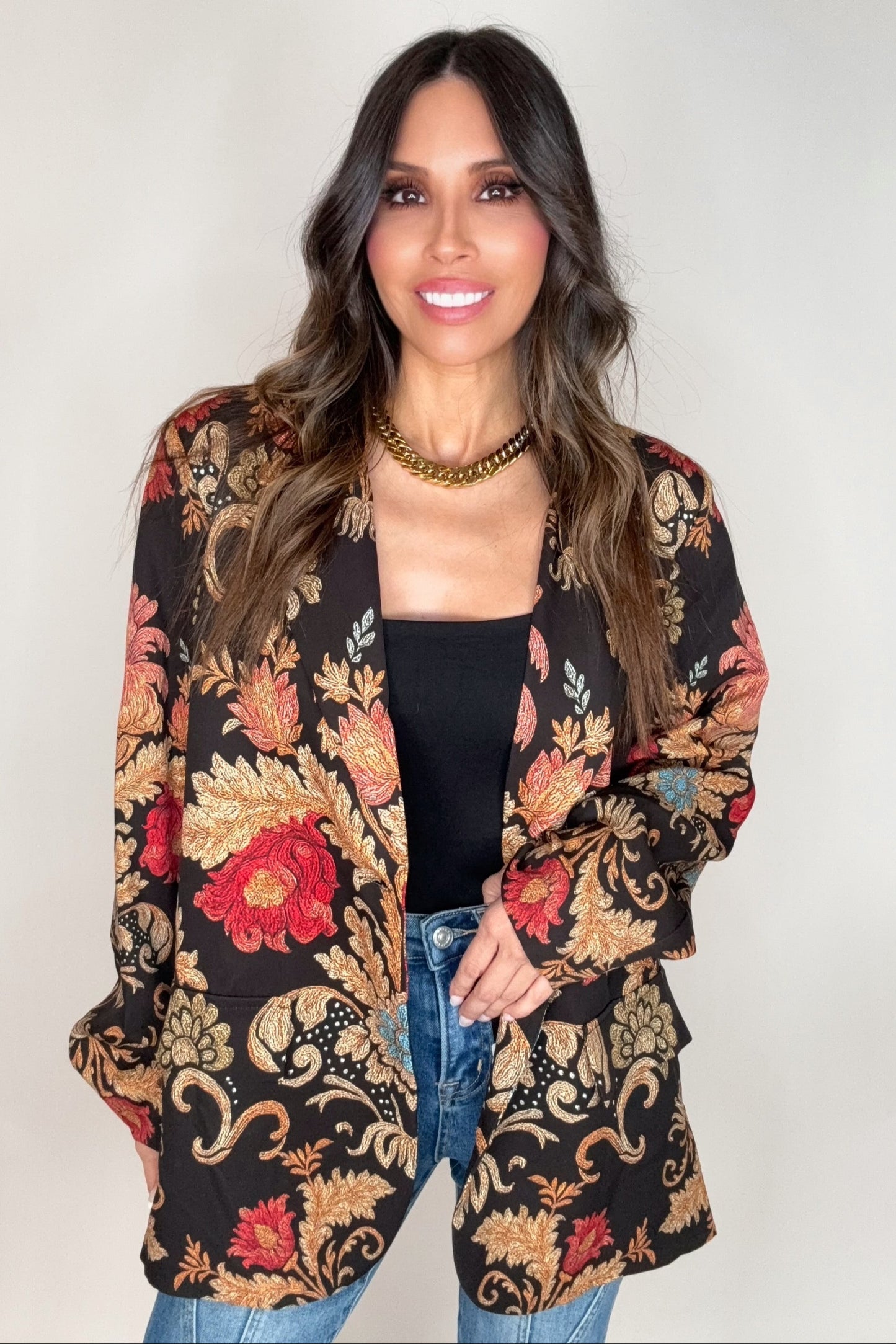 Royal Ember Brocade Blazer - Born To Glam Born To Glam