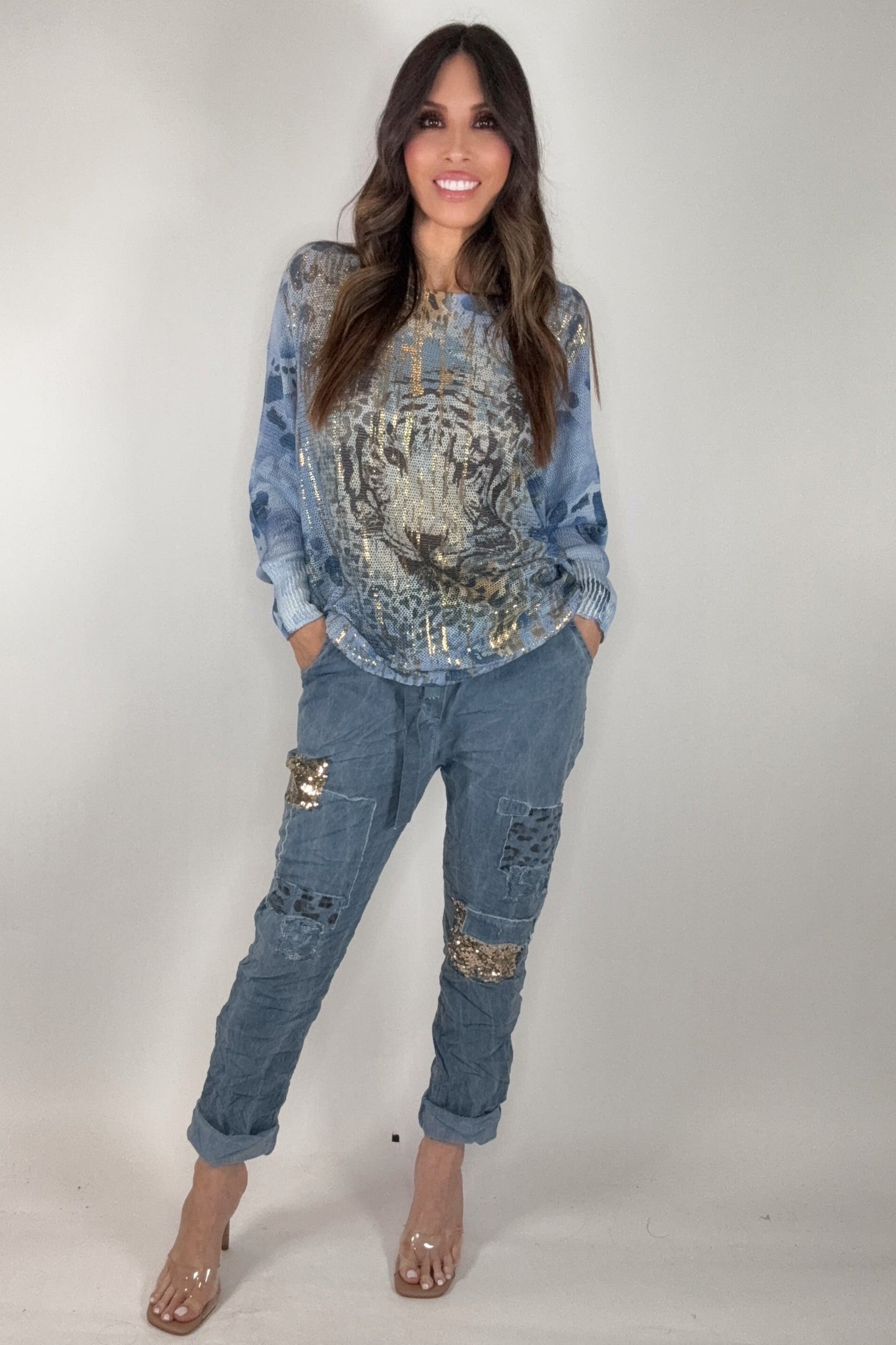 Denim Blue Safari Glam Jogger - Born To Glam Born To Glam