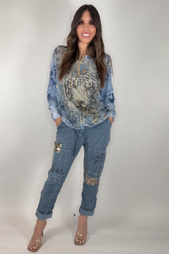 Denim Blue Safari Glam Jogger - Born To Glam Born To Glam
