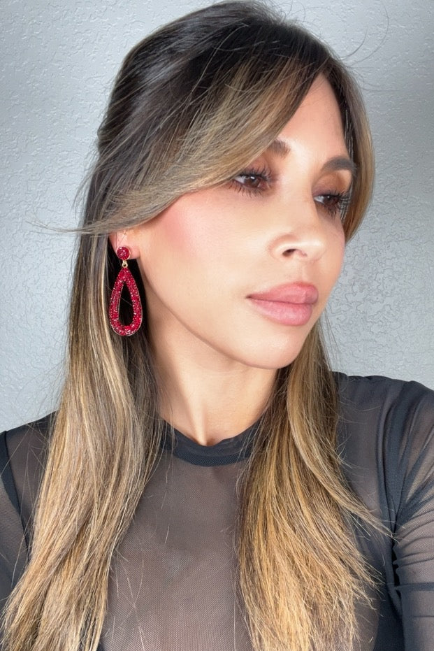 Sleek Open Teardrop Crystal 925 Sterling Silver Earring - Born To Glam Born To Glam