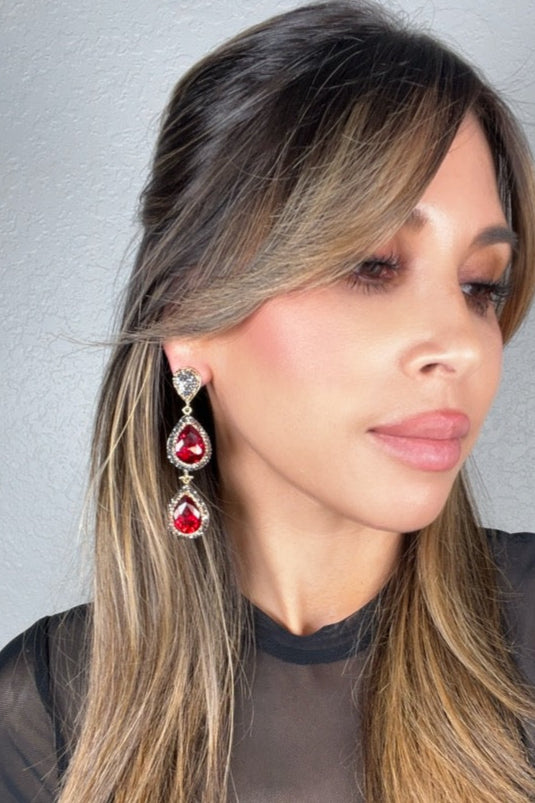 Cubic & Crystal 2 Tier Statement Earring - Born To Glam Born To Glam