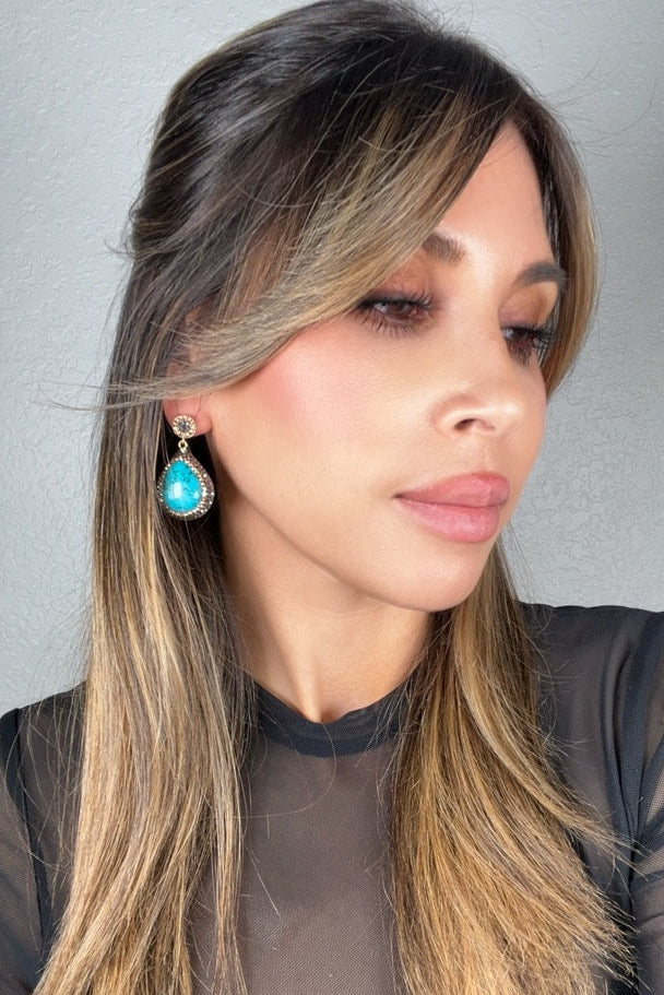 Turquoise 925 Sterling Silver Dangle Earring - Born To Glam Born To Glam