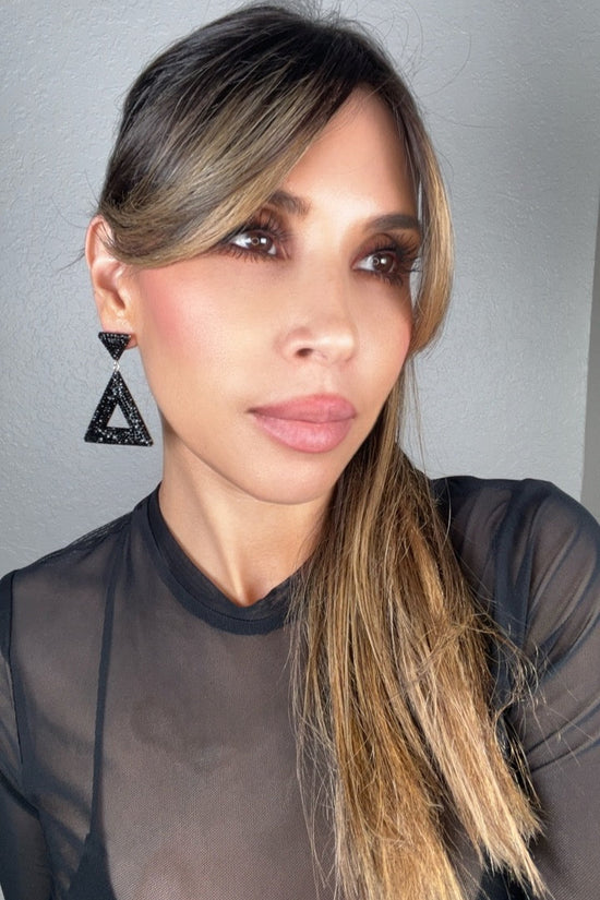 Triangle Crystal 925 Sterling Silver Dangle Earring - Born To Glam Born To Glam