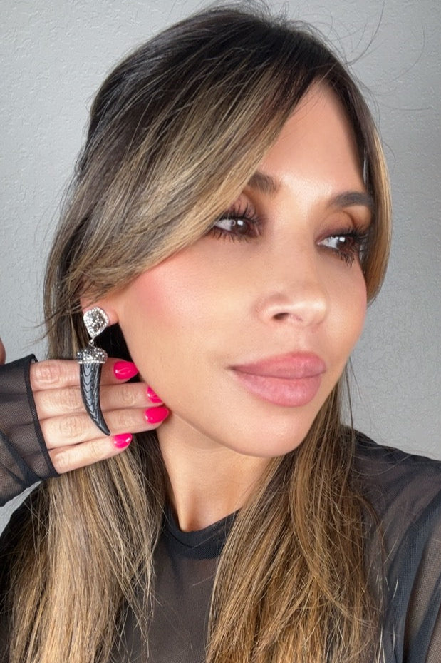 Horn Crystal Dangle Earring - Born To Glam Born To Glam