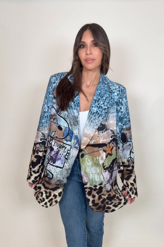 Sequin Print Leopard Blazer Born To Glam