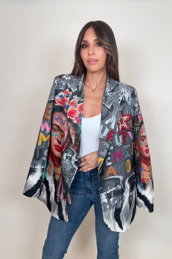 Graphic Blazer Born To Glam