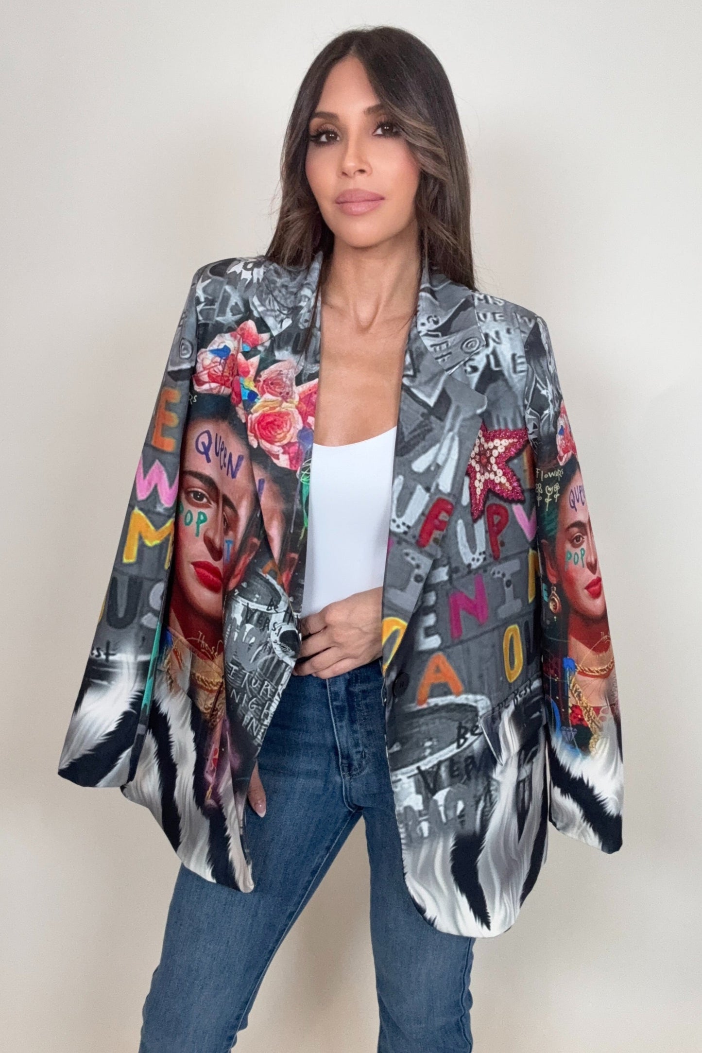 Graphic Blazer Born To Glam