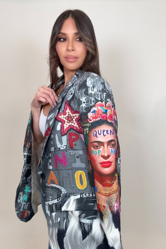 Frida Zebra Graphic Print Blazer Born To Glam
