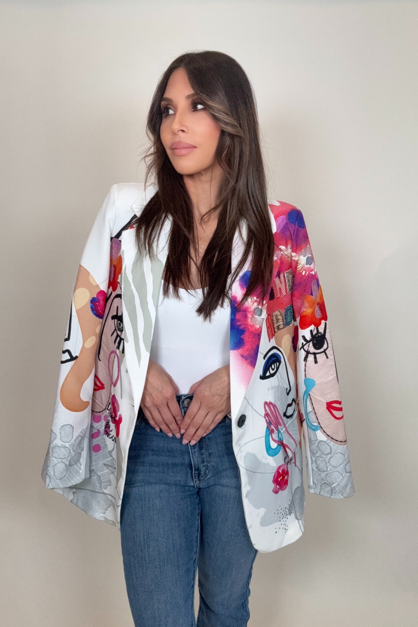 Picasso Print Blazer - Born To Glam Born To Glam