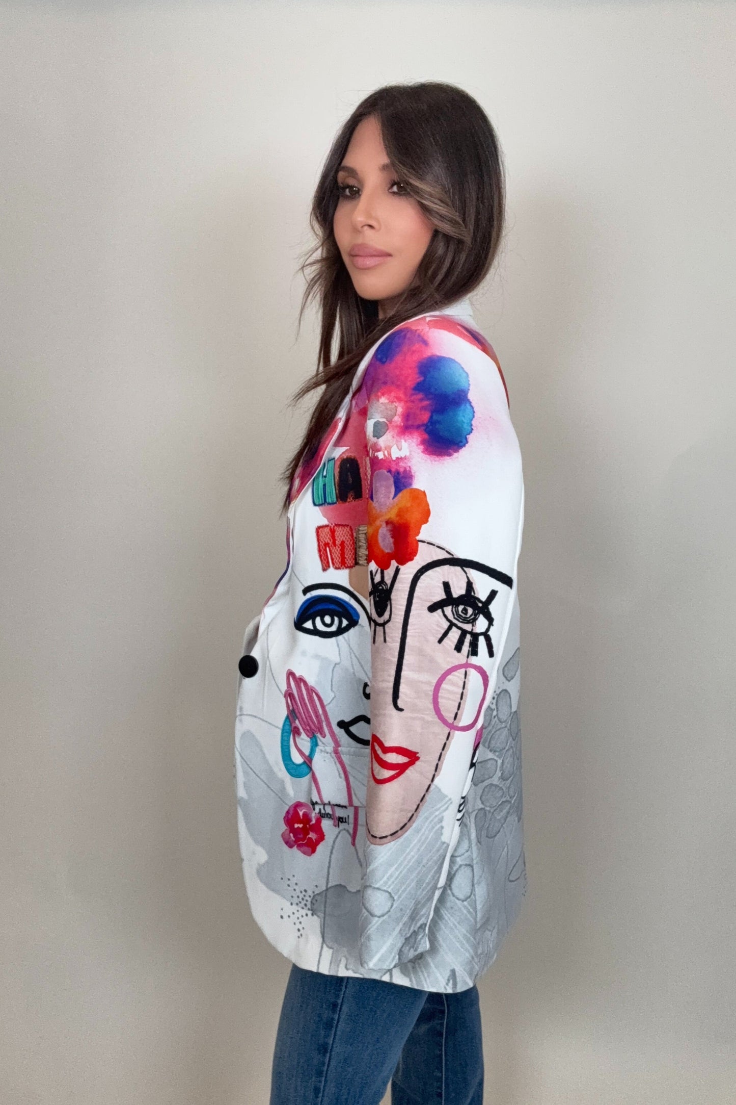 Picasso Print Blazer - Born To Glam Born To Glam