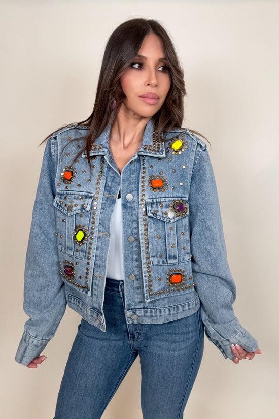 Trendy Gems Denim Jacket Born To Glam