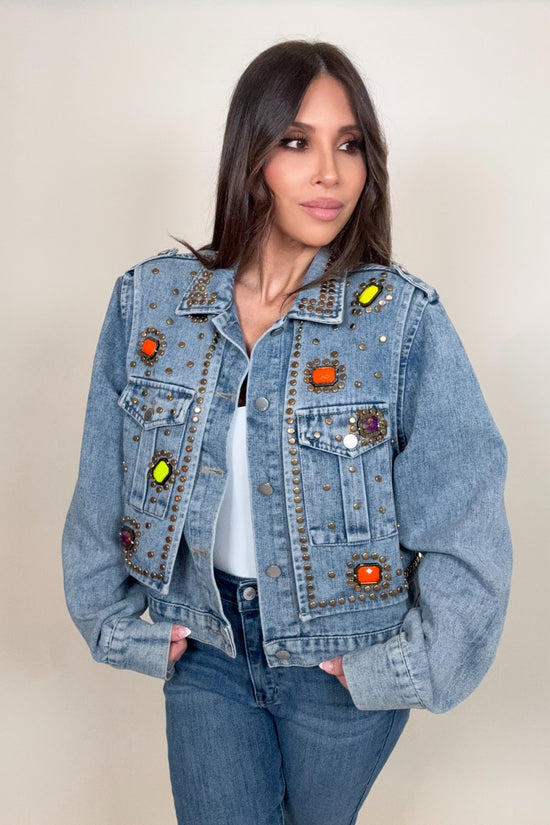 Trendy Gems Denim Jacket Born To Glam