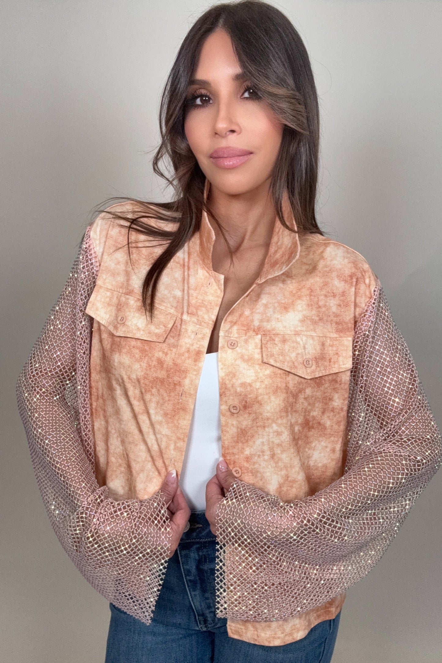 Peach Crystal Jacket - Born To Glam Born To Glam
