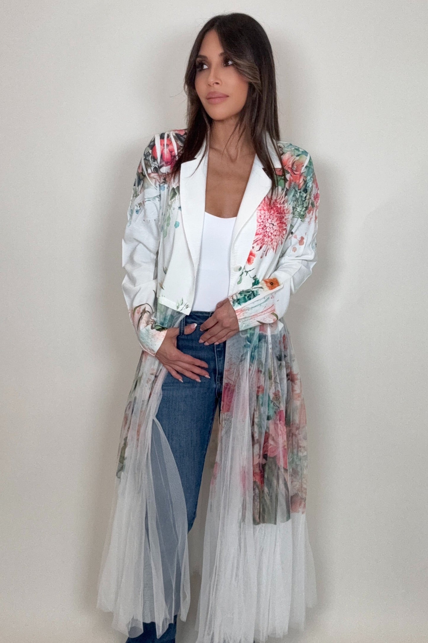 White Rose Blazer Cardigan - Born To Glam Born To Glam