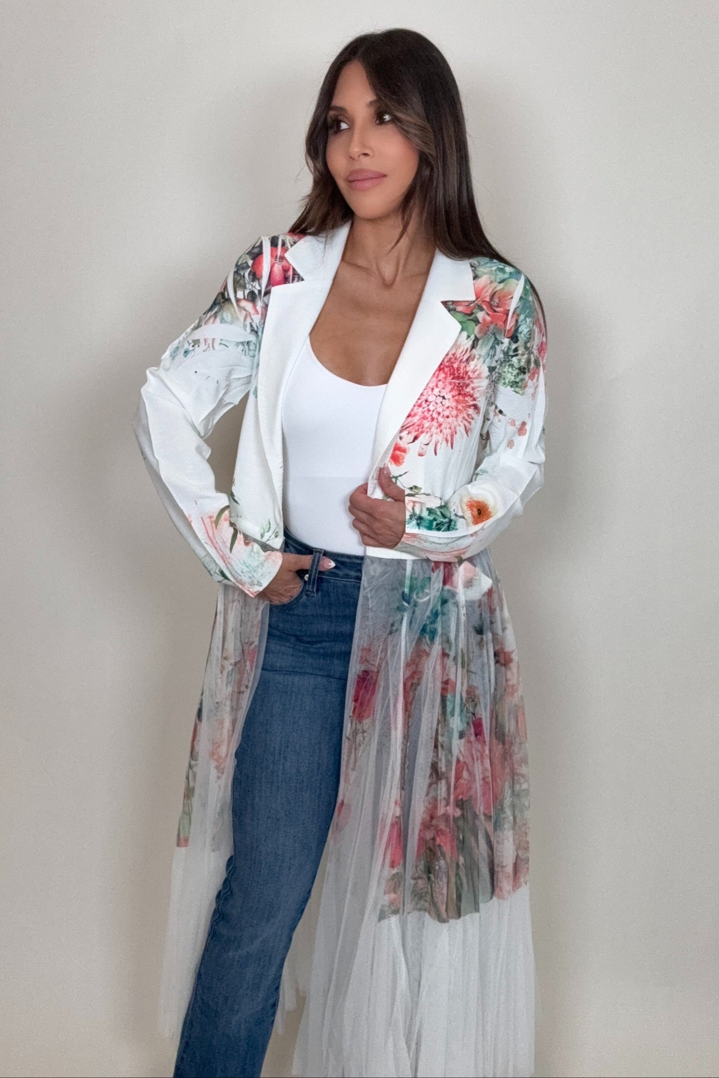 White Rose Blazer Cardigan - Born To Glam Born To Glam