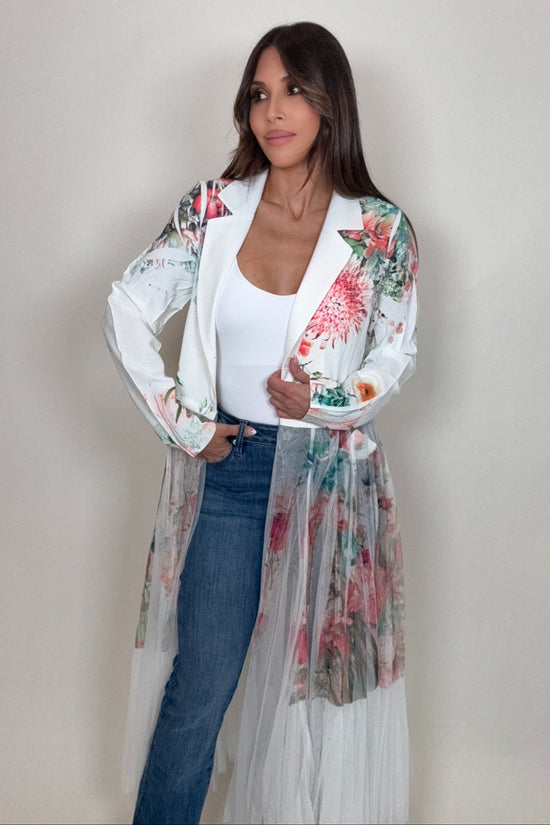 White Rose Blazer Cardigan - Born To Glam Born To Glam