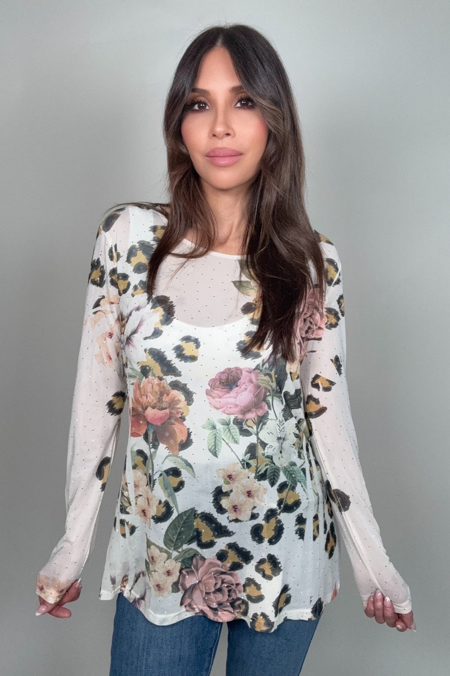Rose Leopard Mesh Top - Born To Glam Born To Glam