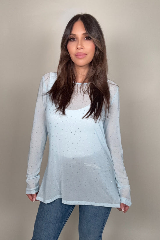 BLUE MESH CRYSTAL TOP Born To Glam