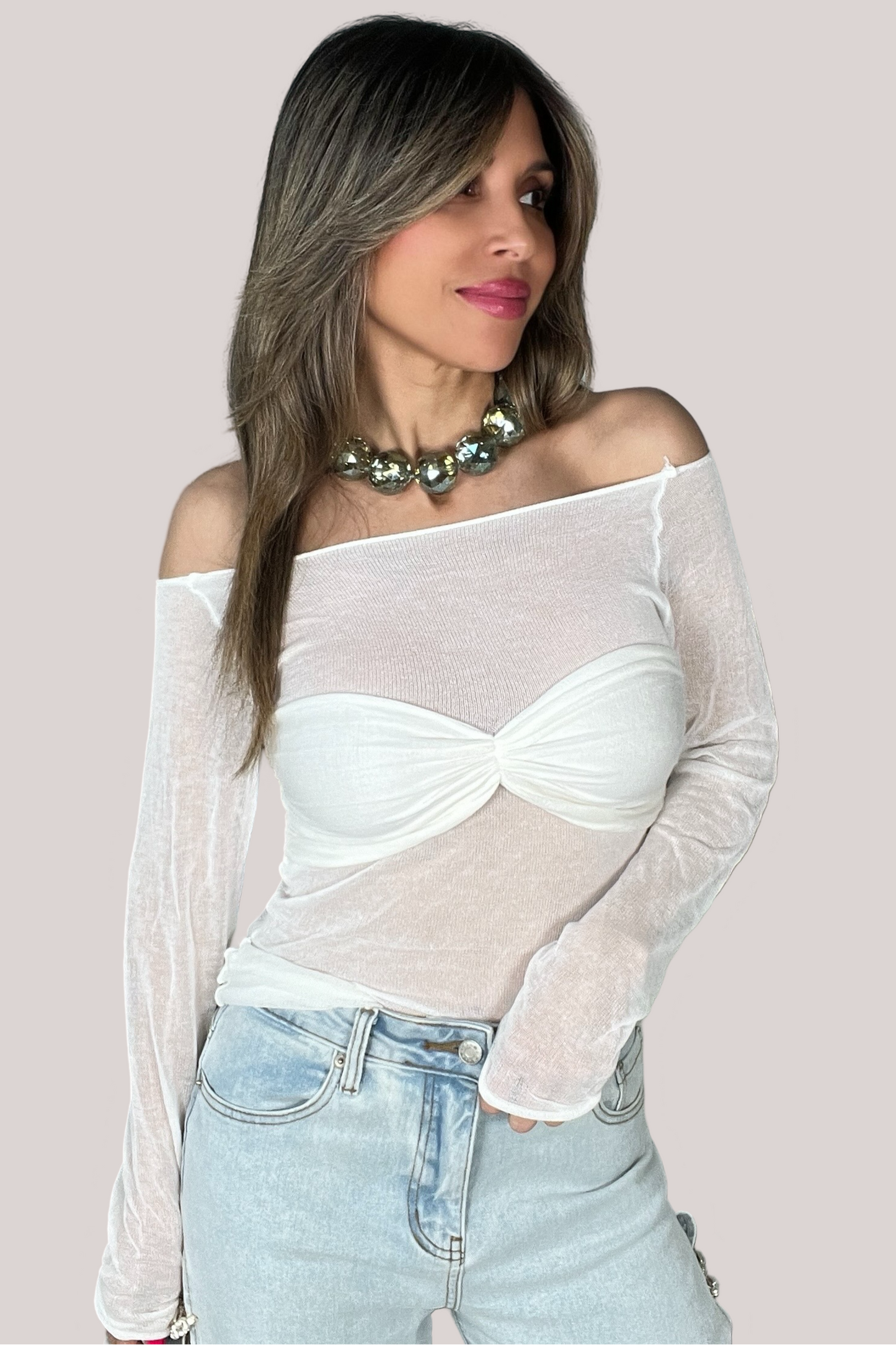 Semi Sheer Off Shoulder Top - Born To Glam Born To Glam
