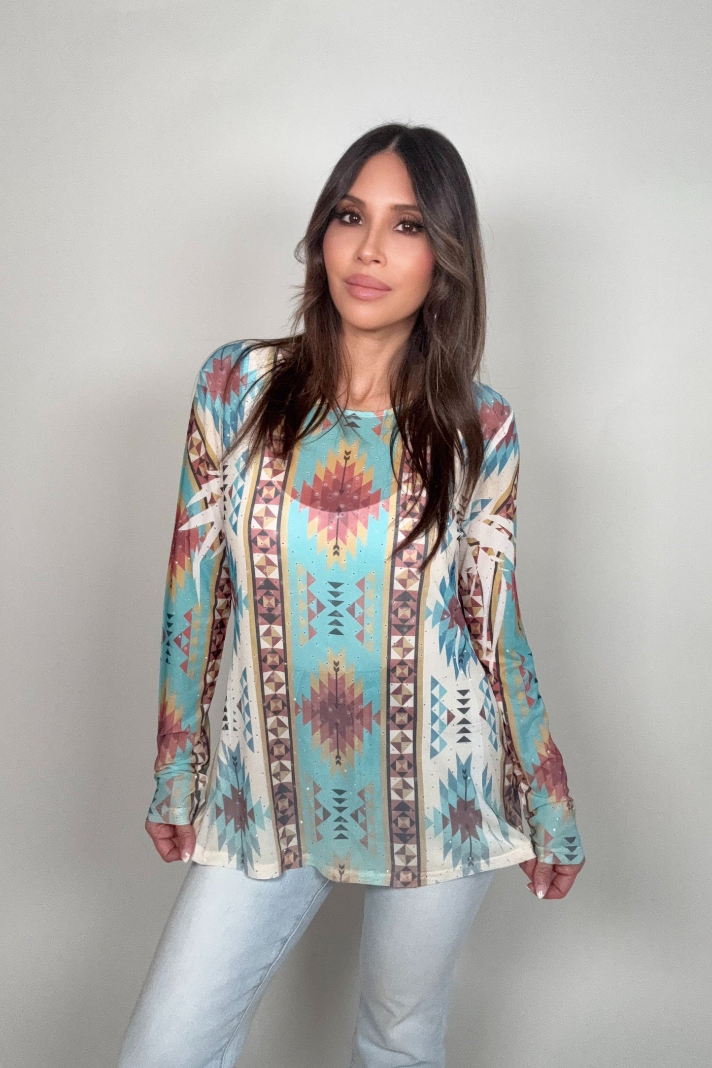 Turquoise Crystal Mesh Top Born To Glam