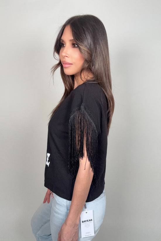 Black Fringed Cowgirl Graphic Tee - Born To Glam Born To Glam
