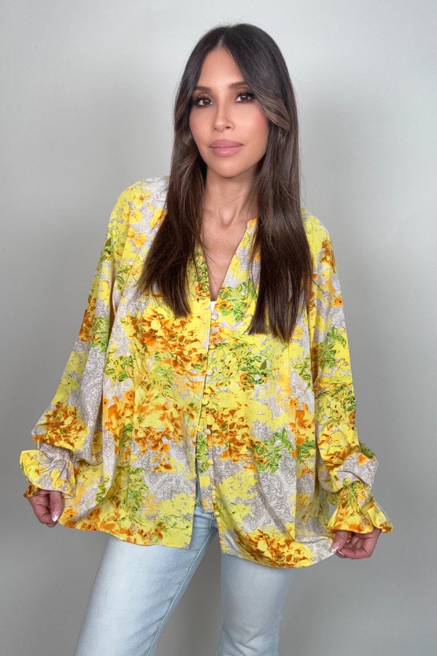 Yellow Floral Top Born To Glam