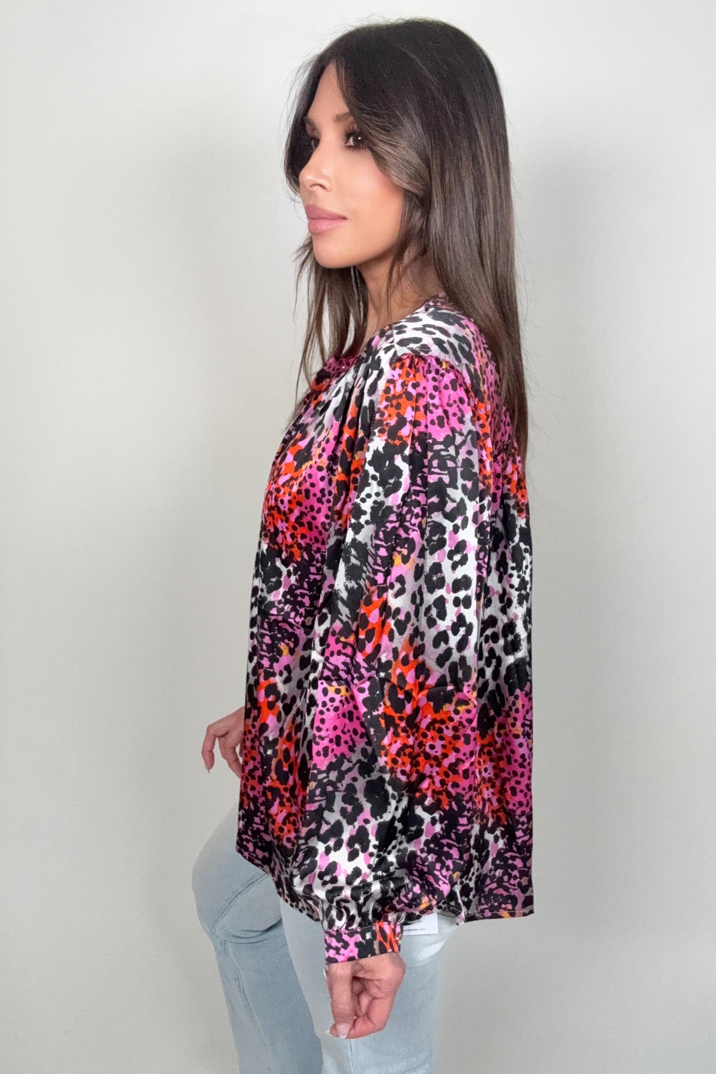 Pink Leopard Print Button Down Top - Born To Glam Born To Glam