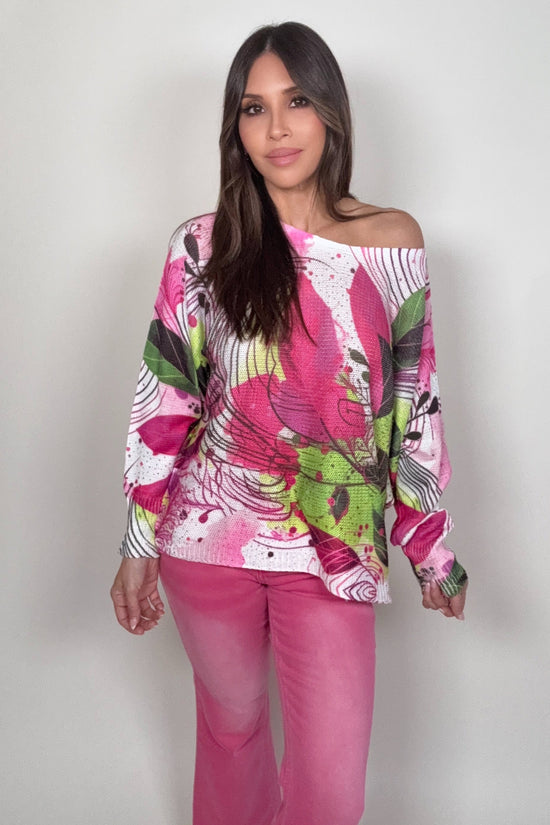 Round Neck Printed Sweater - Born To Glam Born To Glam