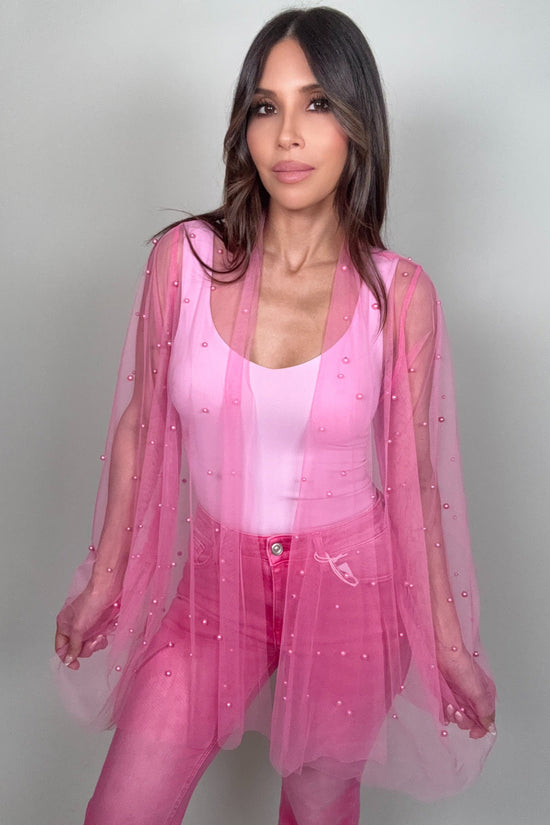 Pink pearl sheer cardigan Born To Glam